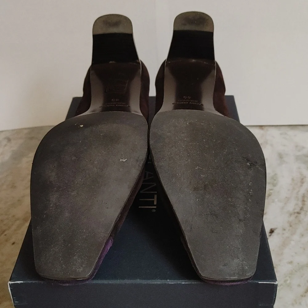 Parlanti Brown and Purple Suede Square Toe Heels Size 40